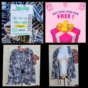 FREE ! New $48 Stein Mart 2X Leaf Shirt Crinkle Hooded Lighweight